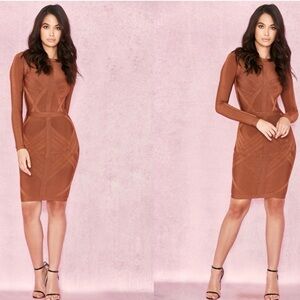 House of CB CALLIOPE Bandage Dress- Rust Weave (burnt orange), size S